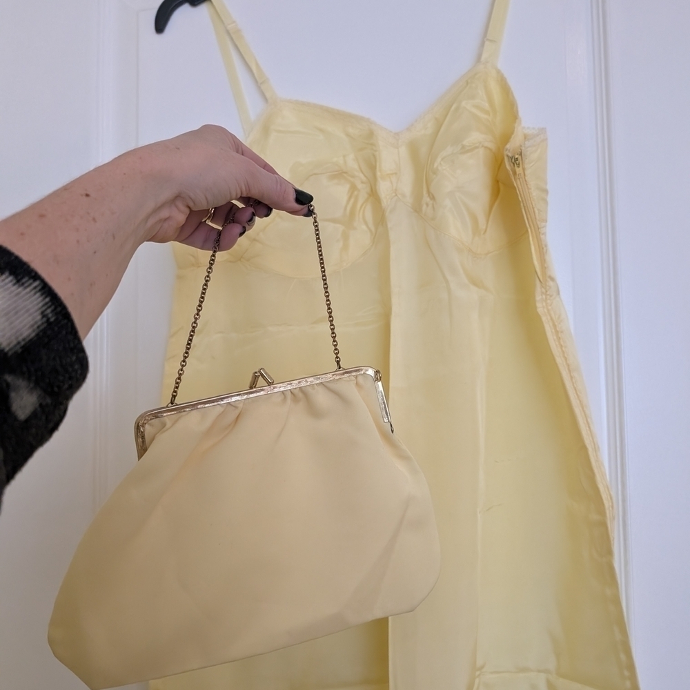 Vintage Yellow Slip Dress with Matching Clutch